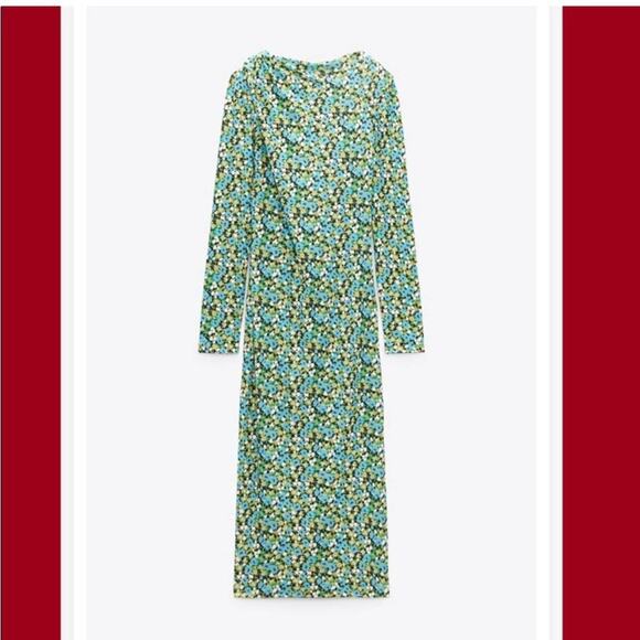 Zara Midi Floral Dress Size Medium - Picture 14 of 16